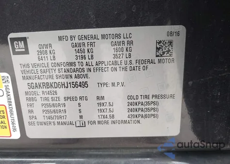 2017 Buick Enclave Leather из США, поврежденный, VIN 5GAKRBKD6HJ156495